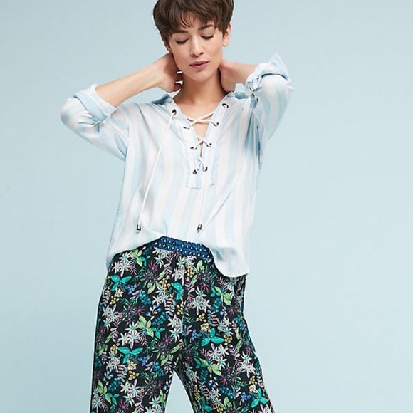 Anthropologie Rails Striped Lace-Up Shirt new - Picture 3 of 10